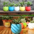 thumbnail image 2 of kjfeif Mini Colorful Round Plastic Plant Pots - Small Flower Planters for Indoor Herbs, Succulent Window Sill Decor, Office Desk & Shelf Decorations, 2 of 6