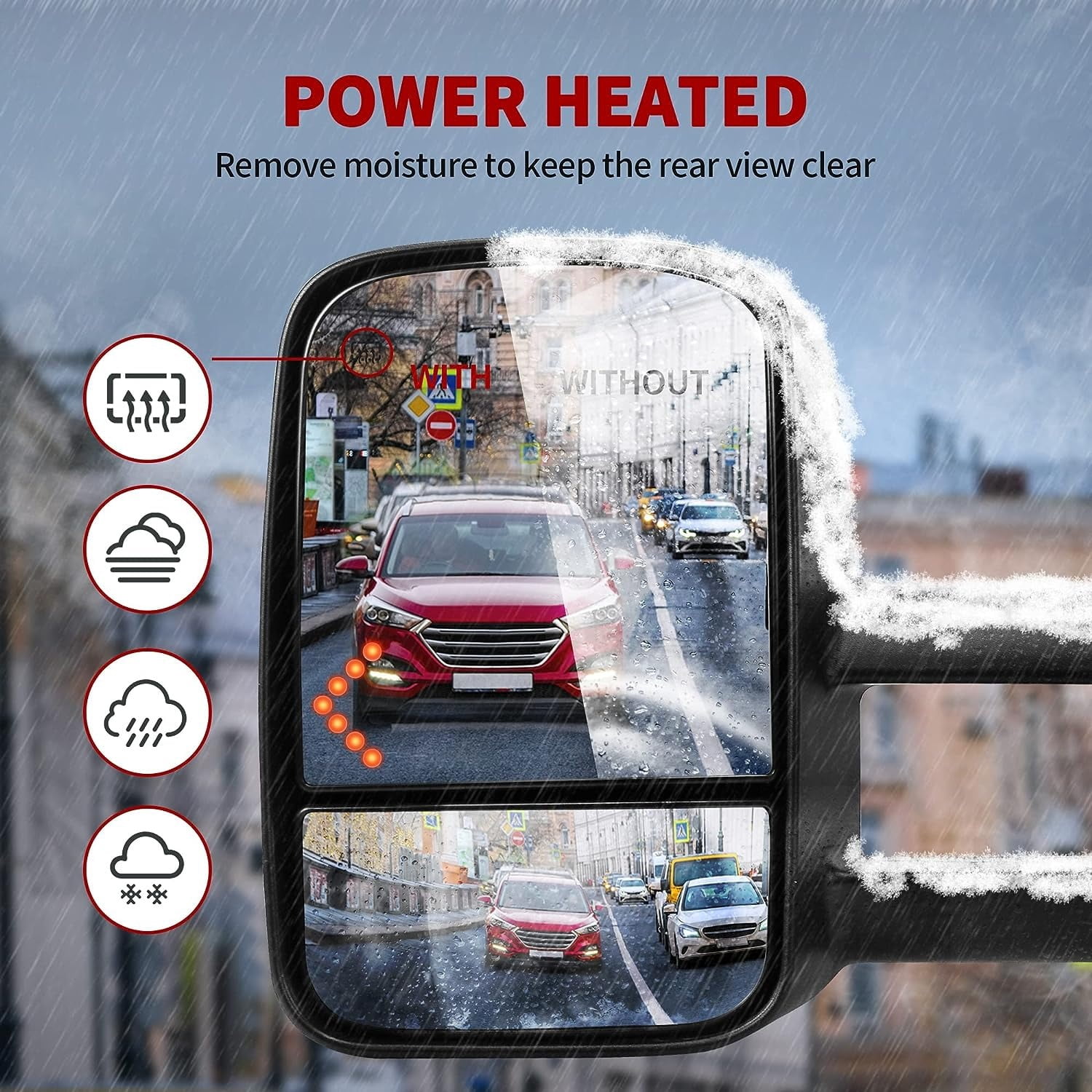 LEDKINGDOMUS Tow Mirrors Power Heated Driver and Passenger Side Compatible with 2007-2014 Chevy Silverado GMC Sierra