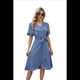 thumbnail image 1 of Vestido Cruzado para Mujer, Cuello en V, Corta, Lazo en la Cintura, Volantes, Abertura, Vestido Informal Midi, Gris Azul, XL, 1 of 9