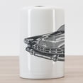 thumbnail image 3 of Cars Ceramic Toothbrush Holder, Hand Drawn Vintage Vehicle with Detailed Front Part Hood Lamps Rear View Mirror, Decorative Versatile Countertop for Bathroom, 4.5" X 2.7", Grey Blue Grey, 3 of 4