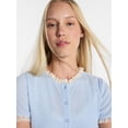 thumbnail image 4 of Kacey Lee Women's Pointelle Ruffle Sleep Cardigan, Size XS-XXL, 4 of 5