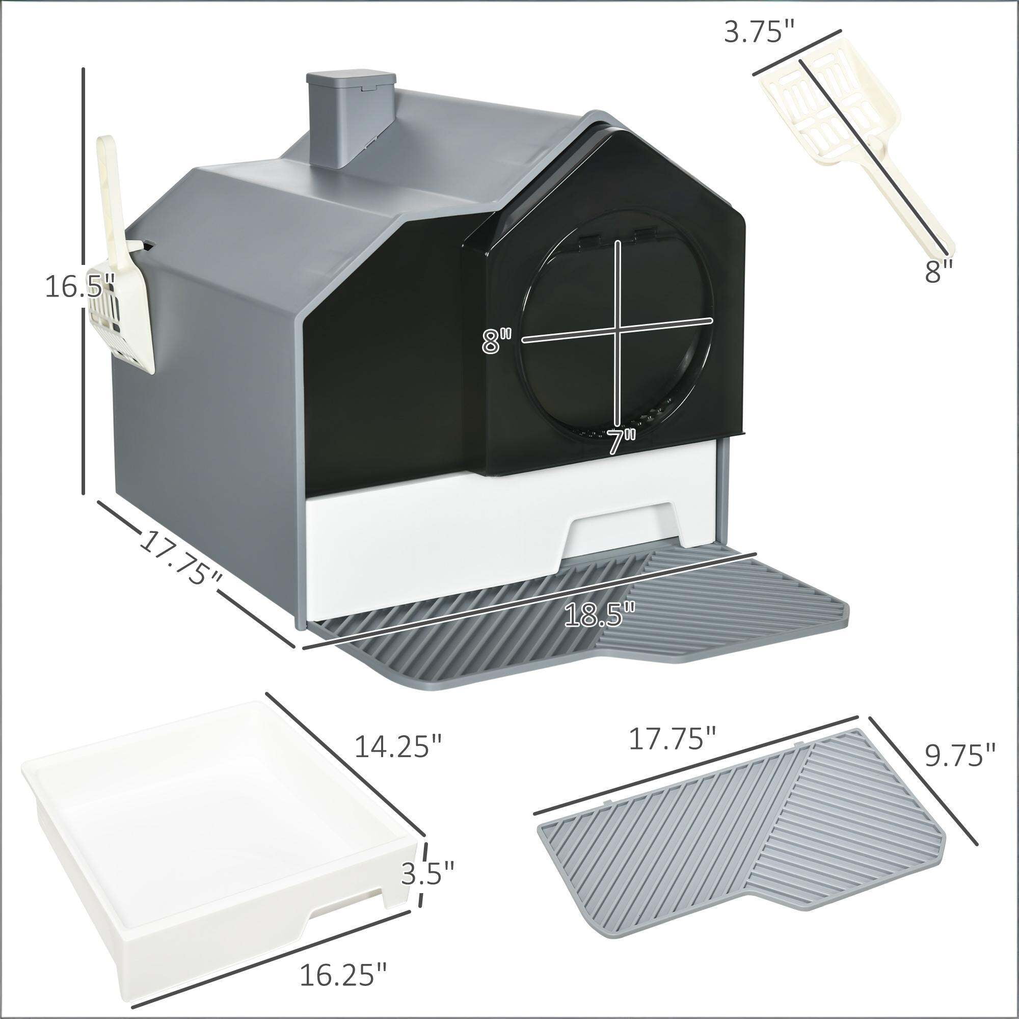 Orthopedic Dog Bed, Easy to Clean Cat Litter Box,Hooded Cat Litter Box, Black+ Gray,White Dog Bed,Abs,Polypropylene Cat Bed, Pet Supplies Pet Beds & Furniture