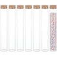 thumbnail image 1 of 10 tubos de ensayo de vidrio de 100 ml con tapón de corcho. Mini botellas de vidrio transparente y plano, ideales para regalos de fiesta, dulces, especias y cuentas., 1 of 9