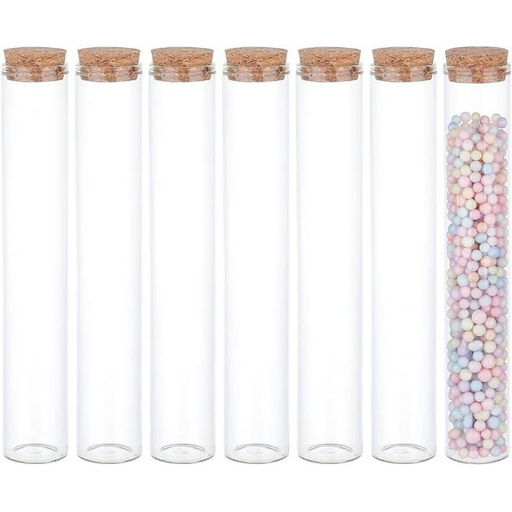 10Pcs 100ml Glass Test Tube with Cork Stopper Clear Flat Mini Glass Bottles Jars