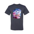 thumbnail image 2 of Wild Bobby, Cute Trippy Space Cat Riding Pizza, Animal Lover, Men Graphic Tees, Vintage Heather Navy, 3XL, 2 of 3