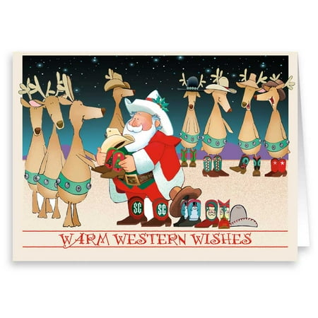 Christmas Wishes Card Western Holiday Wishes Christmas Card - Holidays Cards - 18 Cards and 19 Envelopes ()