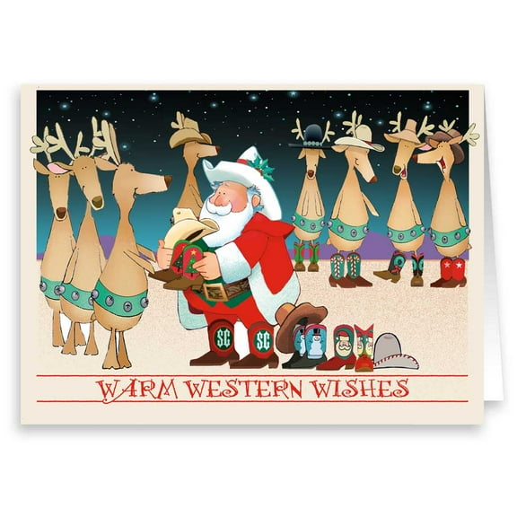 Western Holiday Wishes Christmas Card - Holidays Cards - 18 Cards and 19 Envelopes