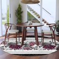 thumbnail image 3 of Round Rugs 5Ft, Halloween Round Area Rug Washable Indoor Throw Carpet, Black Purple Skull Roses Horror Flower Soft Non Slip Circle Rug for Cabinet Bathroom Home Decor Aesthetic, 3 of 8