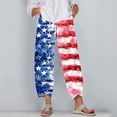 thumbnail image 3 of qelini Wide Leg Pants for Women Plus Size 4th of July Capris Pants Elastic Waist Print Ankle Pants Daily Wear, 3 of 5