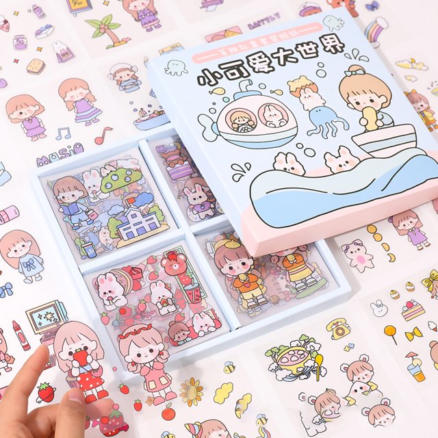 Notebook Sticker Notebook Decal Sticker Pack Stickers Set Notebook Sticker 100 Pieces Delicate Cute Cartoon Pattern DIY Boxed Stickers For Scrapbooking Diary Cards Crafts Little ANGGREK BJ1217