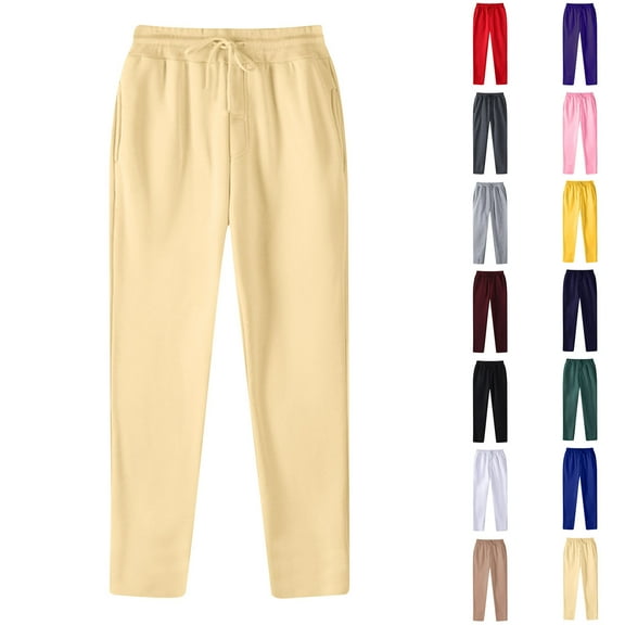 Fashion Plus Size Casual Pants for Mens Elastic Waist Drawstring Elastic Waist Solid Color Casual Sweat Length Pants Under 10$