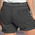 thumbnail image 5 of fatyb Womens Drawstring Casual Shorts Elastic Waist Roll up Solid Color Summer Shorts with Pockets, 5 of 5