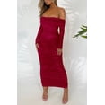 thumbnail image 3 of Vestido ajustado maxi fruncido con hombros descubiertos rojo PRETTYGARDEN para mujer, 3 of 8