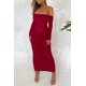 thumbnail image 3 of Vestido ajustado maxi fruncido con hombros descubiertos rojo PRETTYGARDEN para mujer, 3 of 8