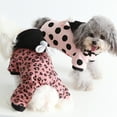 thumbnail image 2 of Dog Cat Hoodie Jumpsuit, Fashion Cute Dot Printed Plush Ball Hat Soft Skin-friendly Cozy Plush Winter Warm Coat Pet Clothes Costume for Puppy Daily Wear, 2 of 8