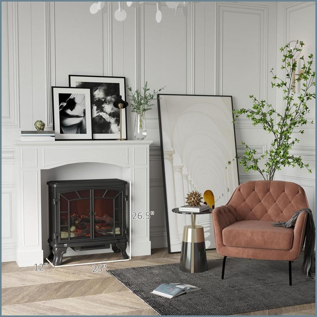 Fireplace Mantel, Modern Decorative Pattern Surround | Fits 29'' Interior Width | White | MDF