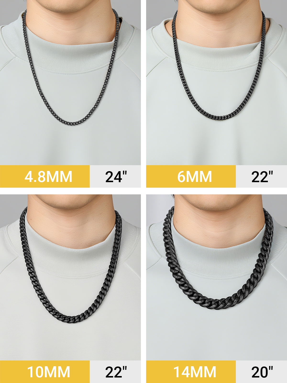 PROSTEEL Cuban Chain for Men Black Plated 6mm Miami Cuban Necklace 26 Inch Hip Hop Mens Gift for Birthday
