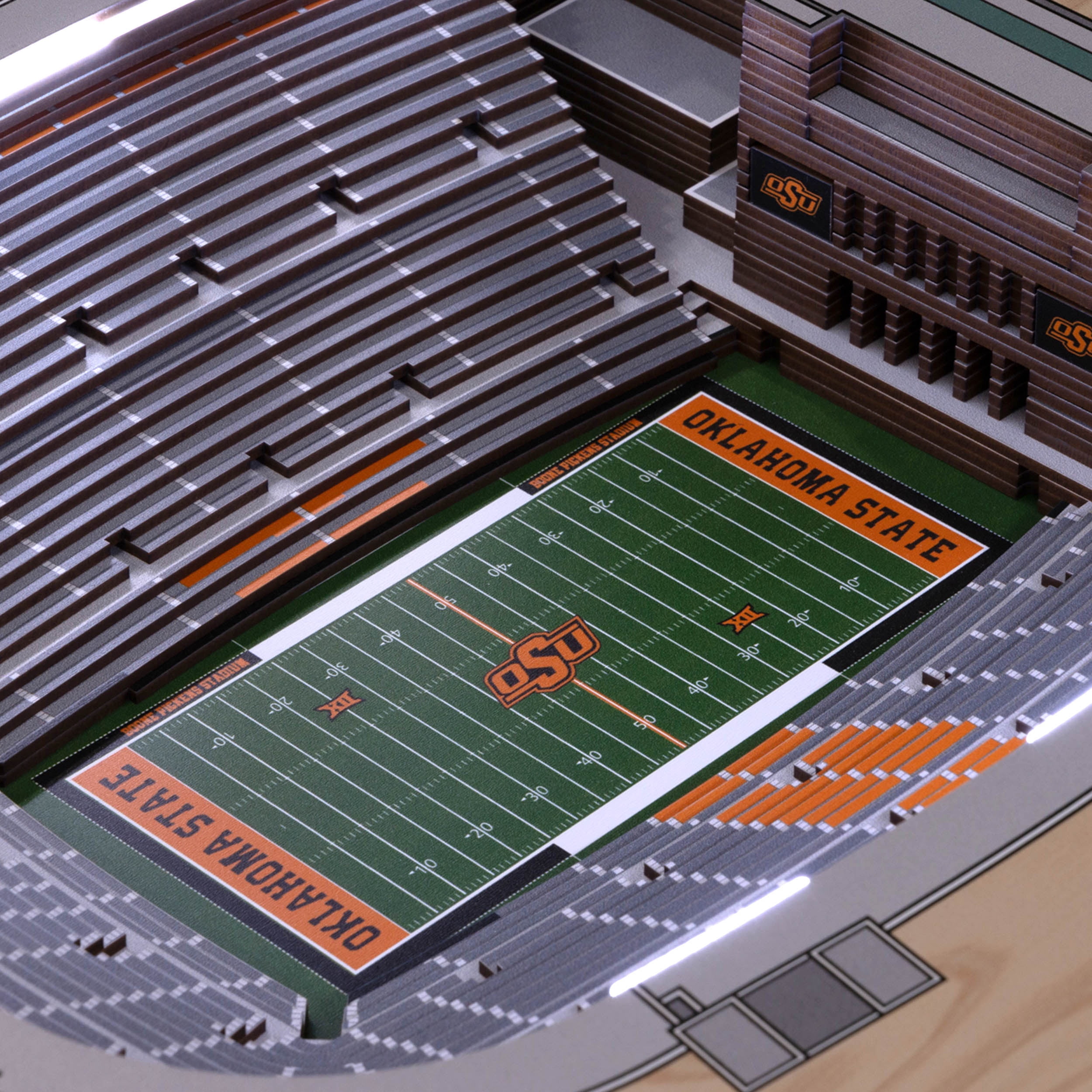 Oklahoma State Cowboys 25-Layer StadiumViews Lighted End Table