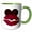 Green/White, variant on 3drose, Cute Ruby Red Houndstooth Lips Against a Heart, 11oz Two-tone Red Mug