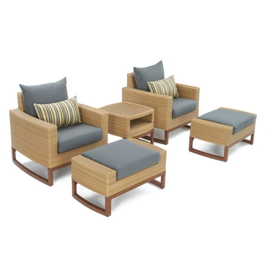 RST Brands Mili Wicker 5 Piece Conversation Set with Ottomans