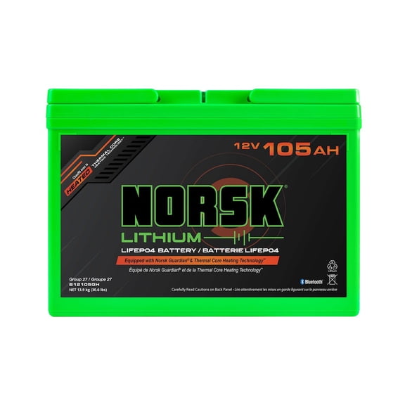 Norsk Lithium B12105GH 12V 105Ah Heated LiFePO4 Marine Battery