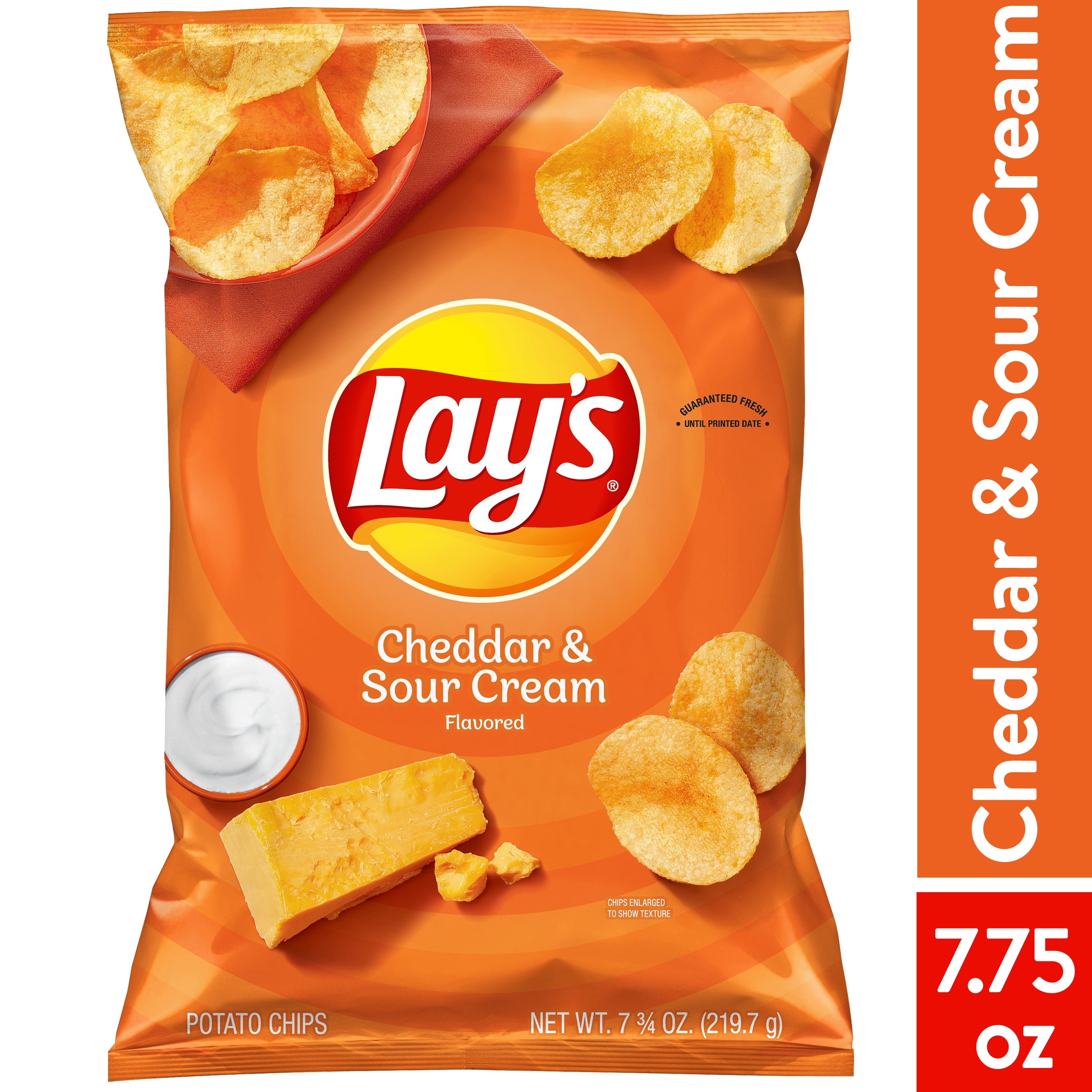 Lay's Potato Chips, Cheddar & Sour Cream Flavor, 7.75 oz Bag