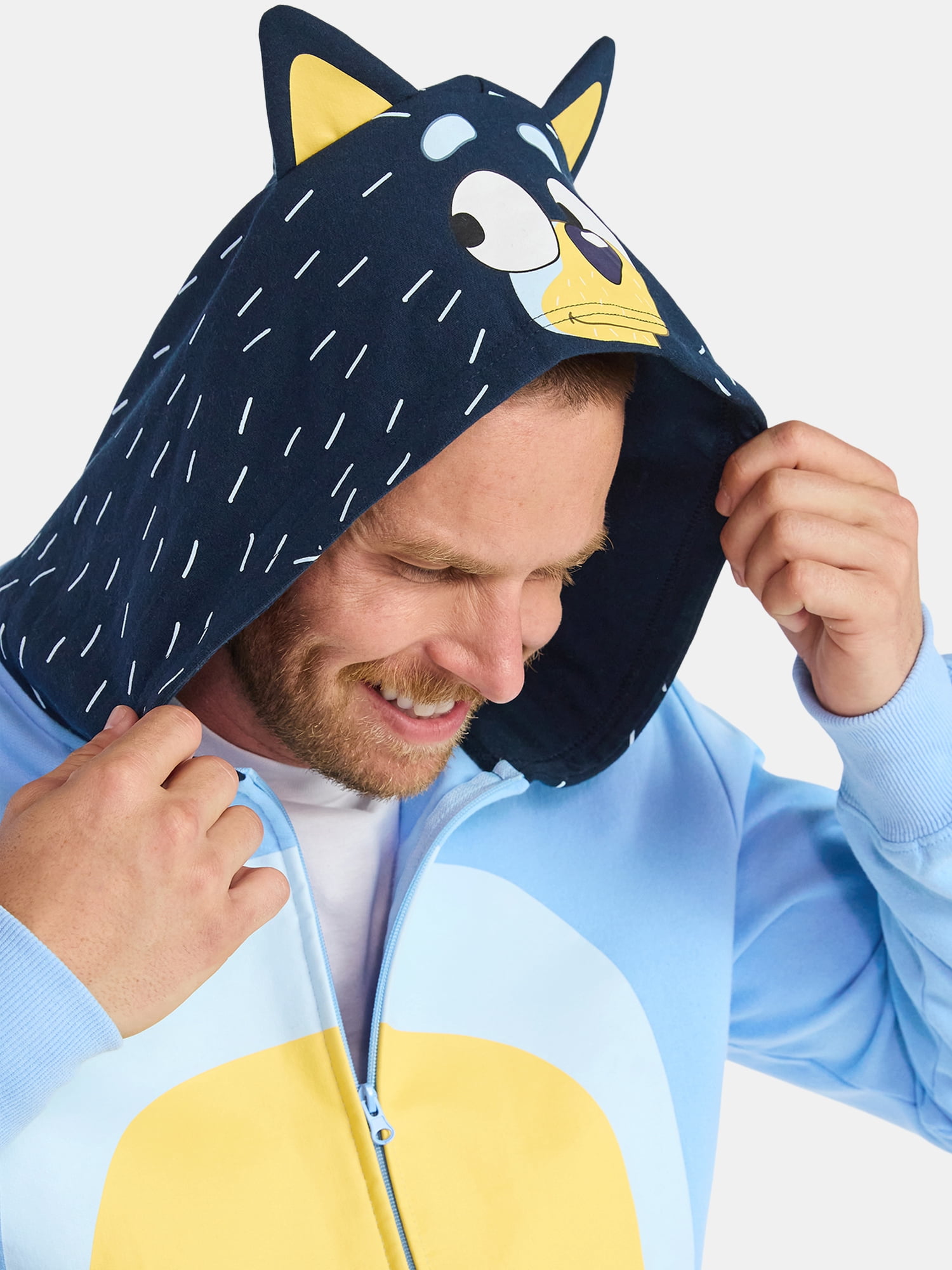 Bluey Men's and Big Men's Bandit Halloween Cosplay Zip Hoodie, Sizes S-3XL