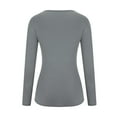 thumbnail image 5 of AXXD Gray Basic Western Shirts for Women Summer 2024 Winter Sexy Elasticity V Neck Long Sleeve Tops Versatile Regular Blouse, 5 of 7
