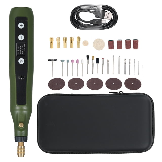 Mistaha 5-Speed Adjustable 4.2V Rechargeable Handheld Rotary Tool Kit with 34 Accessories and USB Charging - Green