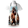 thumbnail image 4 of Bear Apron, Funny and Cool Wild Woodland Animals in Sunglasses Cartoon Gang, Unisex Kitchen Bib with Adjustable Neck for Cooking Gardening, Adult Size, Pale Blue Umber and Chocolate, by Ambesonne, 4 of 4