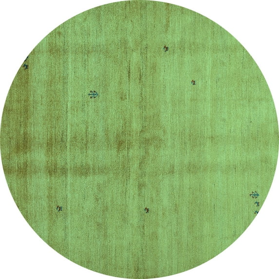 Ahgly Company Machine Washable Indoor Round Abstract Turquoise Blue Contemporary Area Rugs, 6' Round