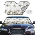 thumbnail image 2 of Haiem Japanese White Cranes Car Windshield Sun Shade - Blocks UV Rays Sun Visor Protector, Sunshade to Keep Your Vehicle Cool, Universal Fit SUV Van Sedan-Small, 2 of 7