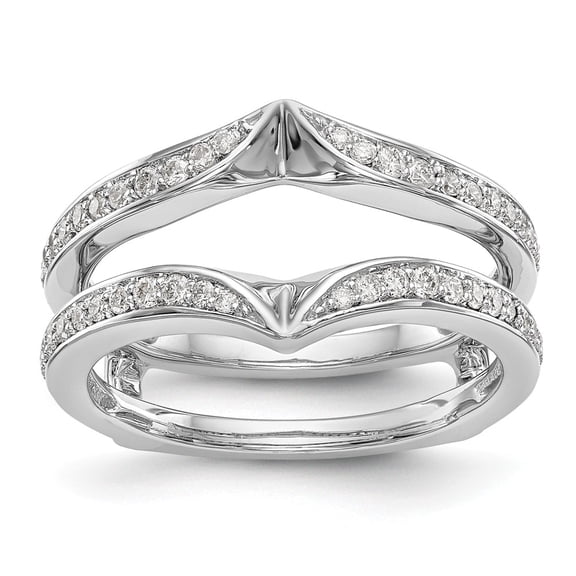 14K White Gold Ring Band Wedding Diamond Round Guard