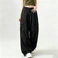 thumbnail image 5 of MexChoioe Womens Elastic Waist Drawstring Wide Leg Cargo Pants Adjustable Cuff Multi Pocket Outdoor Cargo Trousers, 5 of 6