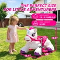 thumbnail image 6 of Xuanlur 12V Unicorn Ride on Toy for Toddlers, Interactive Battery Powered Electric Car w/Glowing Horn & Magic Sounds, Carrot Toy, Comb, Plush Mane, Ride on Horse for Kids Ages 1.5-3 Years Old, Pink, 6 of 7