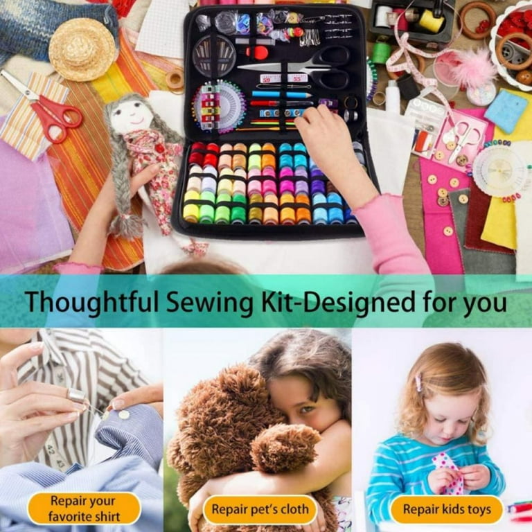 Sewing Kit with Case, 200 pcs Sewing Supplies for Home Travel and  Emergency, Kids Machine, Contains 41 Spools of Thread, Mending and Sewing  Needles, Scissors, Thimble, Tape Measure etc 