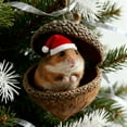 thumbnail image 6 of WKSCLPAI Forest Animal Acorn Ornaments, Cozy Forest Animal Christmas Ornaments with Santa Hat Decor, Cute Woodland Creature Figurine for Xmas Tree Decorations, Animal Lovers Gifts, 6 of 7
