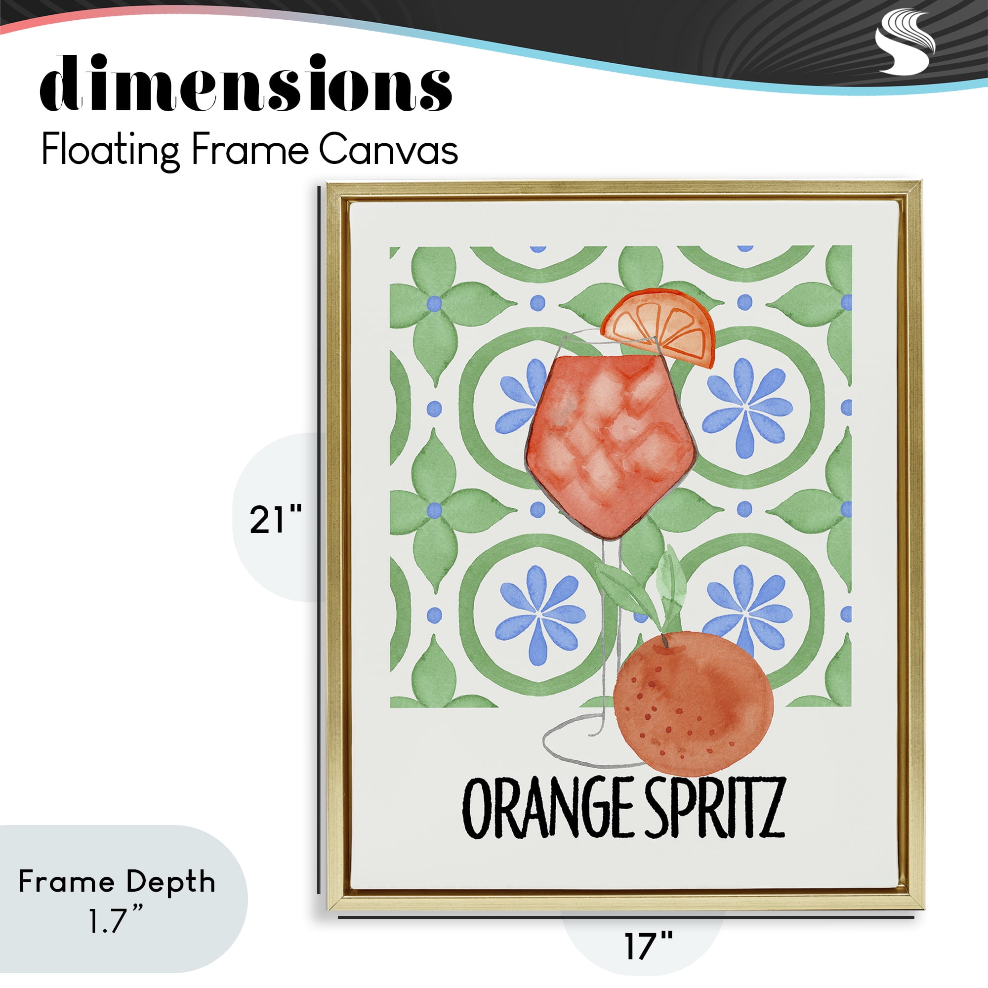 Stupell Industries Orange Spritz On My Mind Gold Framed Floater Canvas Wall Art, design by Nina Jacobs