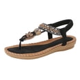 thumbnail image 6 of Xucatan Women's Bohemian Sandals, Embroidered Floral Thong Flats with Elastic Back Strap, Open Toe Beaded Casual Shoes, Versatile Summer Beach Footwear Gift, 6 of 9
