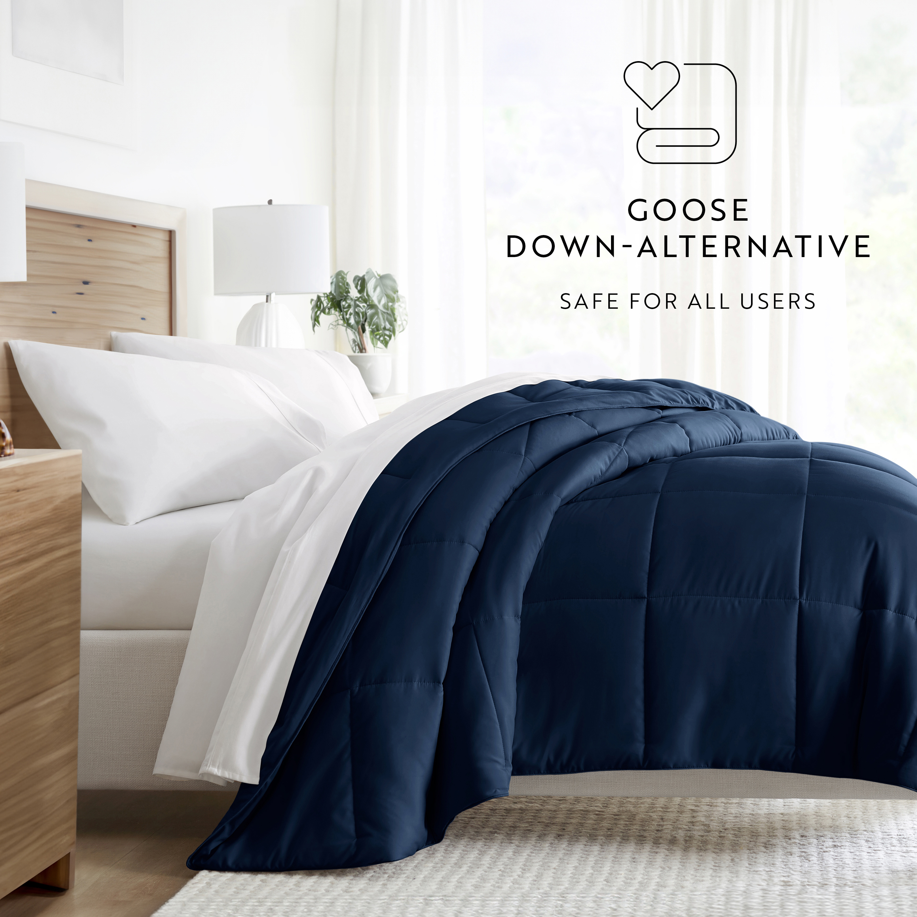 Noble Linens Navy All Season Alternative Down Solid Comforter, Twin/Twin XL