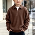 thumbnail image 2 of Dnhxils Sweatshirts for Boys Quarter Zip Pullover Long Sleeve Shirt for Kids Waffle Knit Polo Teen Clothes, 2 of 9