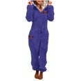 thumbnail image 3 of QATAINLAV Women's Plush Hooded Jumpsuit Cute Graphic Christmas Onesie Pajamas Long Sleeve Winter Warm Fleece Sleepwear, Purple, S, 3 of 5