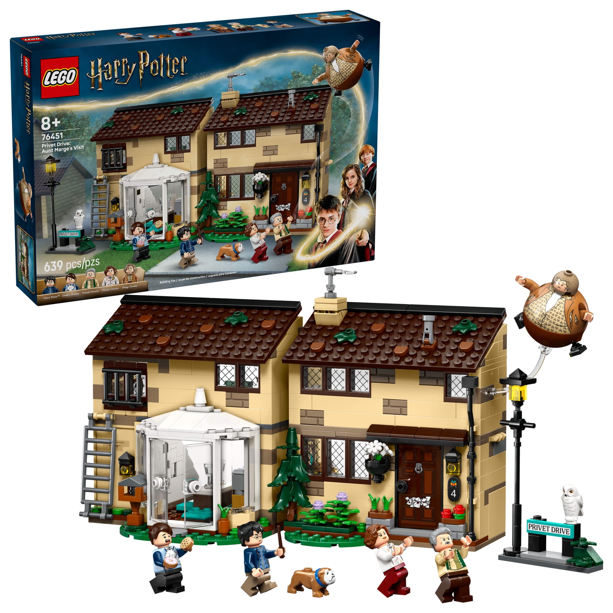 LEGO Harry Potter Privet Drive: Aunt Marge’s Visit Kids Toy - Buildable Book Nook and Room Decor for Boys and Girls, Ages 8+ - Gift for Birthdays - Collectible Harry Potter Minifigure - 76451