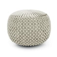 thumbnail image 5 of Simpli Home Renee Boho Round Pouf in Cream Velvet Fabric, 5 of 6