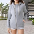thumbnail image 2 of Women's Fashion Hoodie Solid Color Zipper Hooded Long Sleeved Top Women Hooded Pullover Sweatshirt Women Sweatshirt Dress Woman Sweatshirts Hoodies Women Zip up Hooded Sweatshirt Women Pullover Thin, 2 of 7