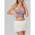 thumbnail image 7 of Raccmtaty Women's Plaid Crop Cami Tops Sleeveless Tiny Bow Front Camisole Lace Trim Tank Tops, 7 of 7