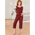 thumbnail image 2 of EKOUAER Pajamas for Women Set Short Sleeve Pj Sets Pullover Tops & Capri Pants 2 Piece Sleepwear Loungewear, 2 of 6