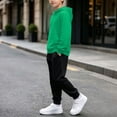 thumbnail image 5 of Cethrio Boys Athletic Outfit Sets, 2 Piece Long Sleeve Casual Running Boys' Activewear Green Size 12-13 T, 5 of 5