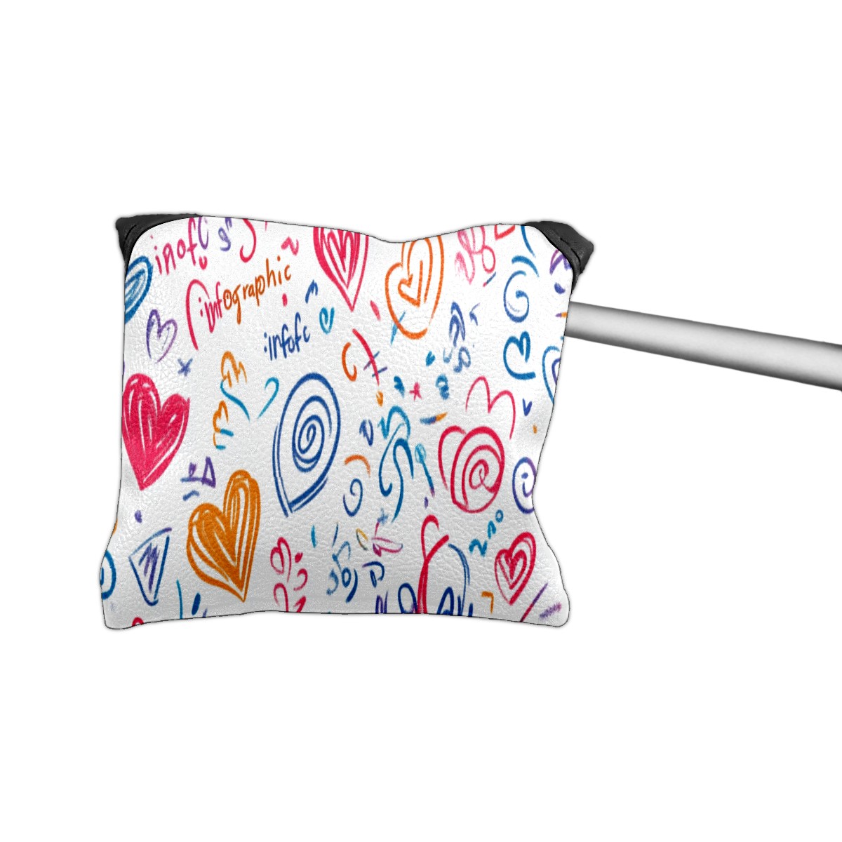 Golf Mallet Putter Cover Premium Leather Waterproof Golf Putter Head Cover with Magnetic Closure Graffiti Style Pattern