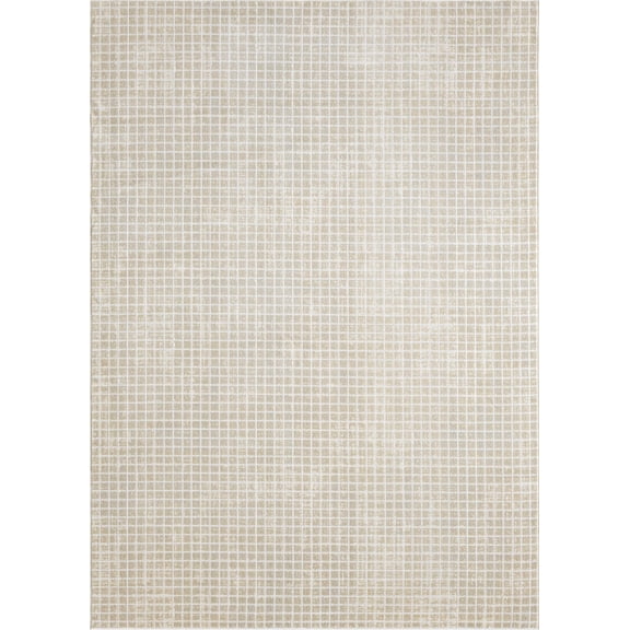 Abani Dalia Beige Geometric Checkered 4x6 Indoor Outdoor Area Rug